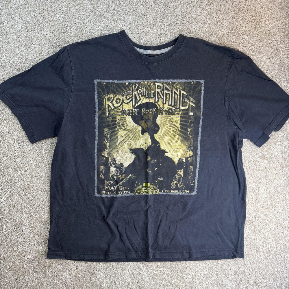Nike Shirt Mens 2XL Black Rock On The Range 2012 Festival Tee T-Shirt Band Music